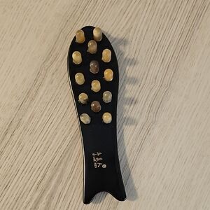 Black Scalp Head Massager Brush with Amber Nubs